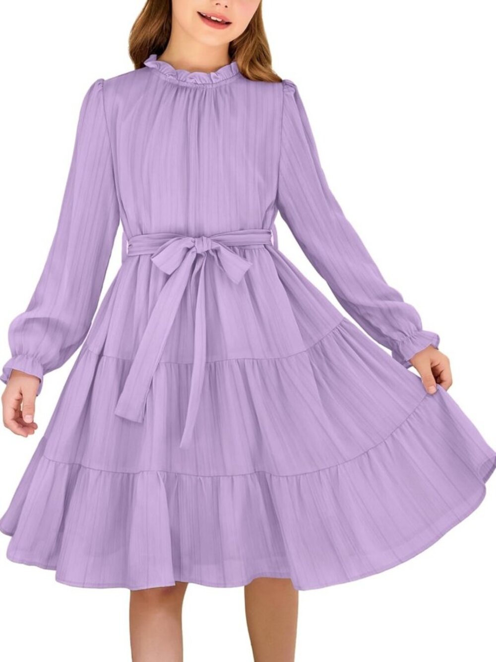 Girls Long Sleeve Midi Dress - Tween Fall Formal Party Outfit, Stylish & Comfy